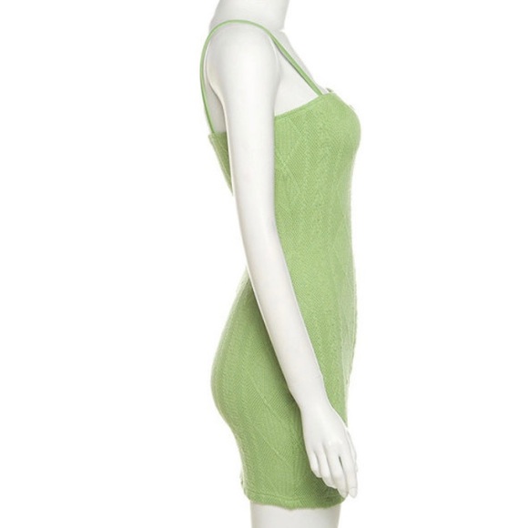 Charming Green Knitted Mini Dress - Picture 2 of 7